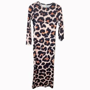 Body-con Long Sleeve Sweater Print Maxi Dress Sz S